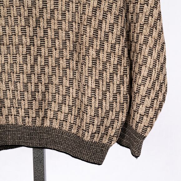 Tundra Canada Vintage 3D Knit Wool Blend Sweater LARGE Classic Grandpa Geometric - Picture 2 of 6